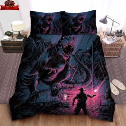 Jurassic Park Man Vs T-Rex Modern Art Drawing Duvet Cover Bedding Sets