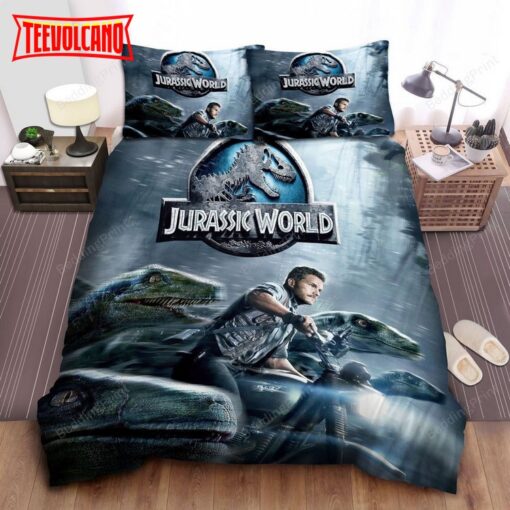 Jurassic World Chris Pratt And Velociraptor Duvet Cover Bedding Sets