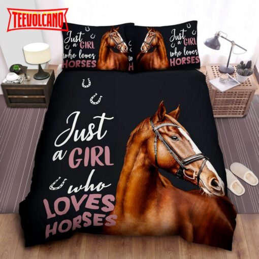 Just A Girl Who Loves Horses Brown Horse Duvet Cover Bedding Sets