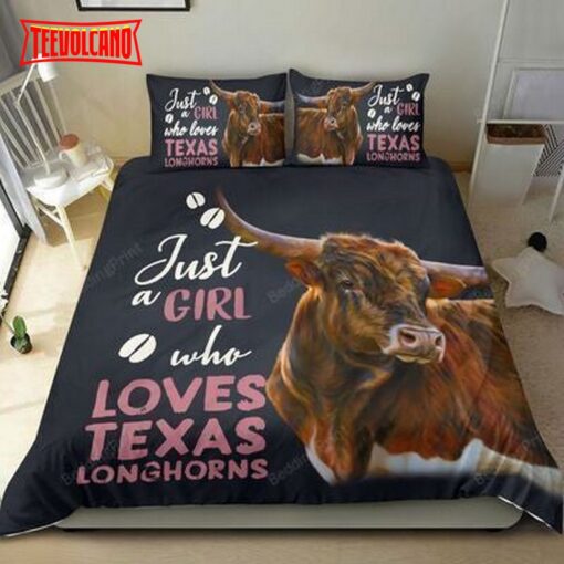 Just A Girl Who Loves Texas Longhorn Duvet Cover Bedding Sets