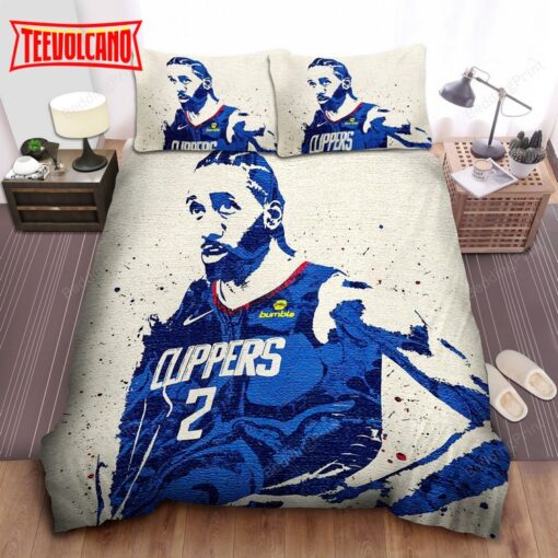 Kawhi Leonard Silhouette In Signature Colors Of Los Angeles Clippers Bed Set