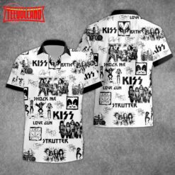 Kiss Black White Hawaiian Shirt