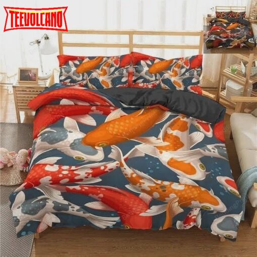 Koi Fish Pattern Bed Sheets Duvet Cover Bedding Sets