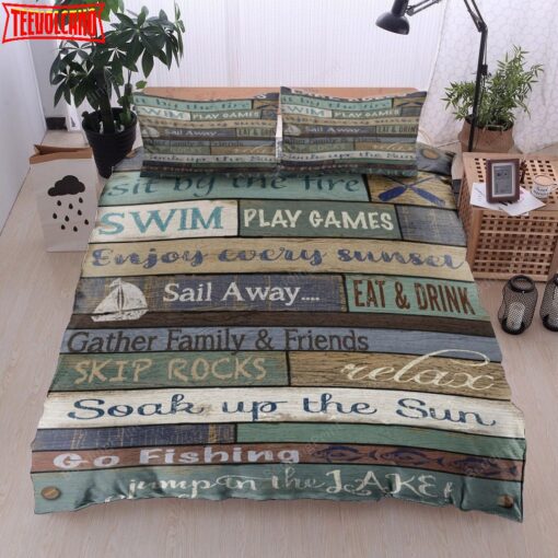 Lake Rules Sit By The Fire Swim Play Games Duvet Cover Bedding Sets