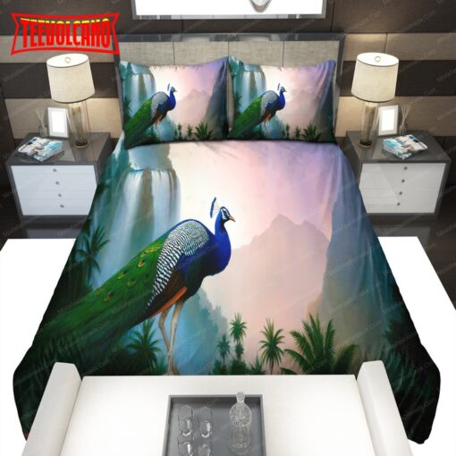 Landscape Peacock Paintings Duvet Cover Bedding Sets