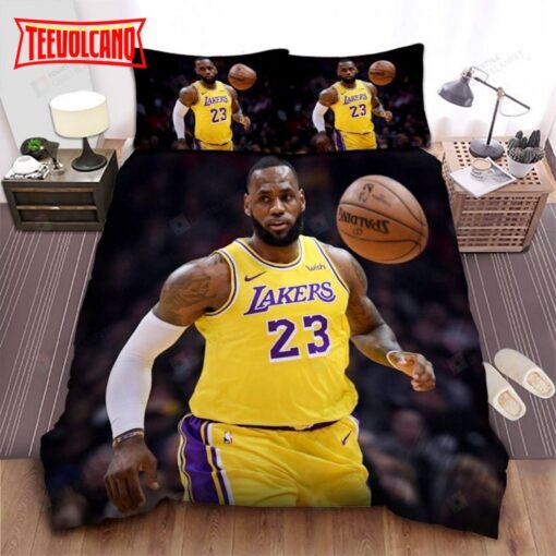 Lebron James In Los Angeles Lakers Uniform Duvet Cover Bedding Sets