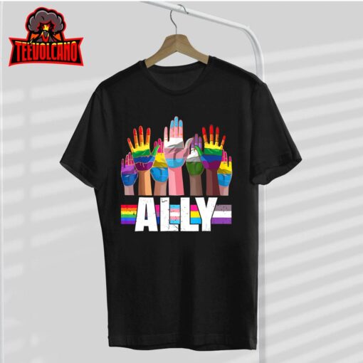 LGBTQ Ally For Gay Pride Month Transgender Flag Distressed Unisex T-Shirt