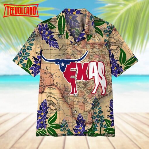 Longhorn Flag Texas Aloha Hawaiian Shirt