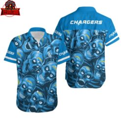 Los Angeles Chargers Dangerous Smiling Skull Hawaiian Shirt