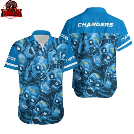 Los Angeles Chargers Dangerous Smiling Skull Hawaiian Shirt