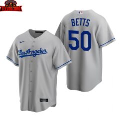 Los Angeles Dodgers Mookie Betts Gray Road Replica Jersey