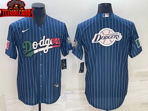 Los Angeles Dodgers Navy Stripes Mexico Flag Team Logo Edition Replica Jersey