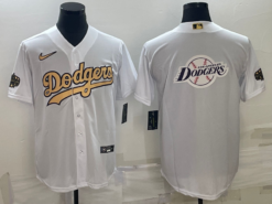 Los Angeles Dodgers White Gold Team Logo Edition Replica Jersey