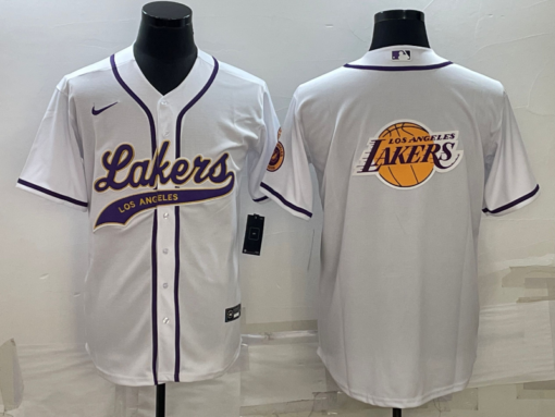 Los Angeles Dodgers X Lakers White Team Logo Edition Replica Baseball Jersey