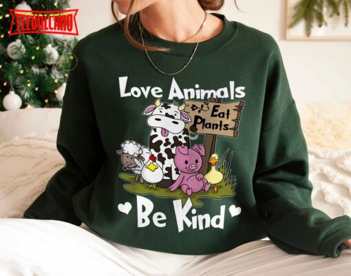 Love Animal Eat Plant T-Shirt, Funny Shirt Gift for Vegetarian