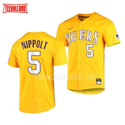 LSU Tigers Ben Nippolt Elite Gold Full-Button College Baseball Jersey