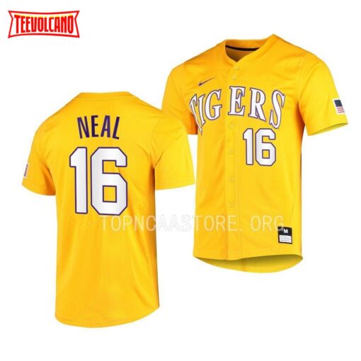 LSU Tigers Brady Neal Elite Gold Full-Button College Baseball Jersey