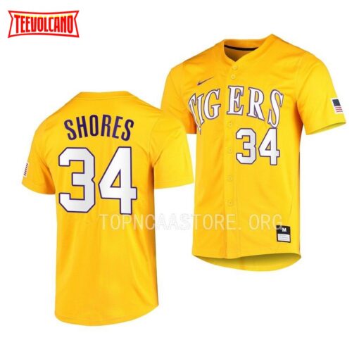 LSU Tigers Chase Shores Elite Gold Full-Button College Baseball Jersey
