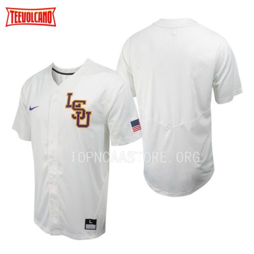 LSU Tigers College Baseball White Full-Button Jersey