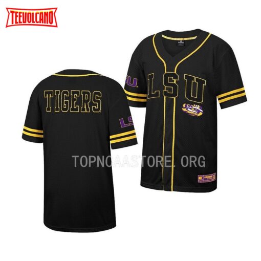 LSU Tigers Free Spirited Black Button-Up College Baseball Jersey