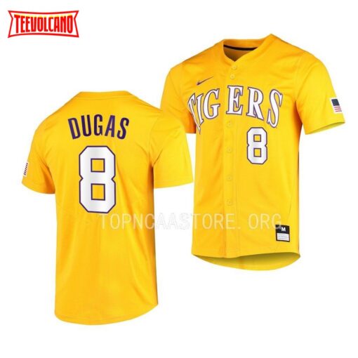 LSU Tigers Gavin Dugas Elite Gold Full-Button College Baseball Jersey