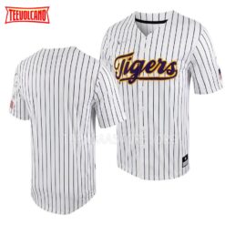 LSU Tigers Pinstripe Replica White Purple College Baseball Jersey