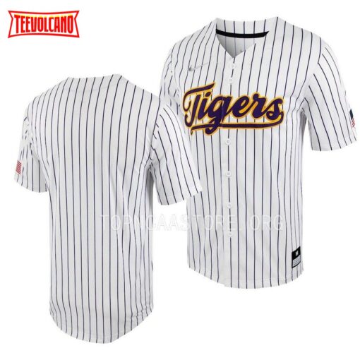 LSU Tigers Pinstripe Replica White Purple College Baseball Jersey