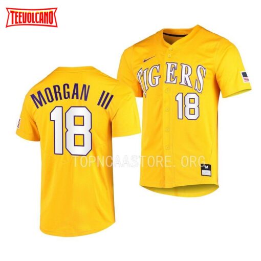 LSU Tigers Tre Morgan Elite Gold Full-Button College Baseball Jersey