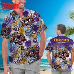 LSU Tigers Tropical Floral Custom Name Aloha Hawaiian Shirt