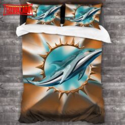 Machine Washable NFL Miami Dolphins Logo Duvet Cover Bedding Sets