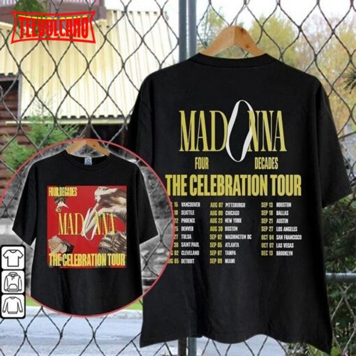 Madonna The Celebration Tour Dates 2023 World Tour Double Sided T-Shirt