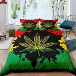 Marijuana Leaf Colorful Tie Dye Duvet Cover Bedding Sets