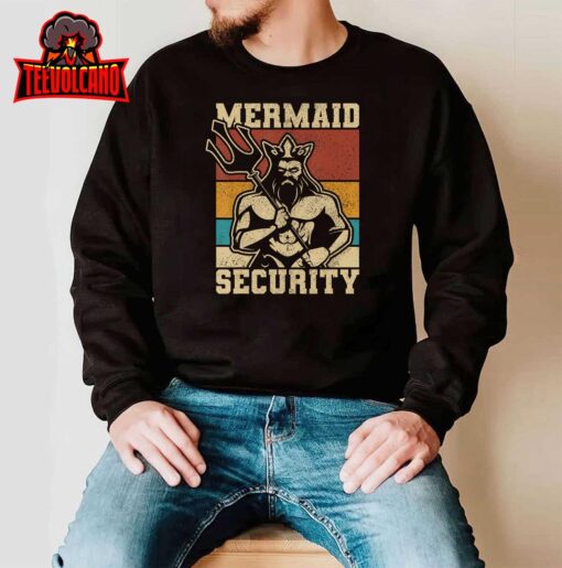 Mermaid Security Bday Costume Merman Birthday Party Outfit T-Shirt