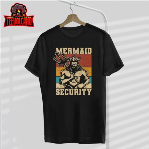 Mermaid Security Bday Costume Merman Birthday Party Outfit T-Shirt