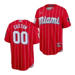 Miami Marlins Custom Red 2021 City Connect Replica Jersey