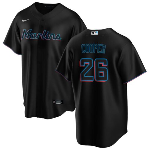 Miami Marlins Garrett Cooper Black Alternate Replica Jersey