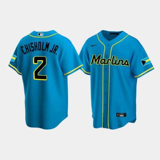 Miami Marlins Jazz Chisholm Jr. Bahamian Heritage Blue Replica Jersey