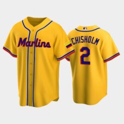 Miami Marlins Jazz Chisholm Jr Yellow 2022 Colombian Heritage Replica Jersey