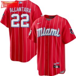 Miami Marlins Sandy Alcantara Red 2021 City Connect Replica Jersey