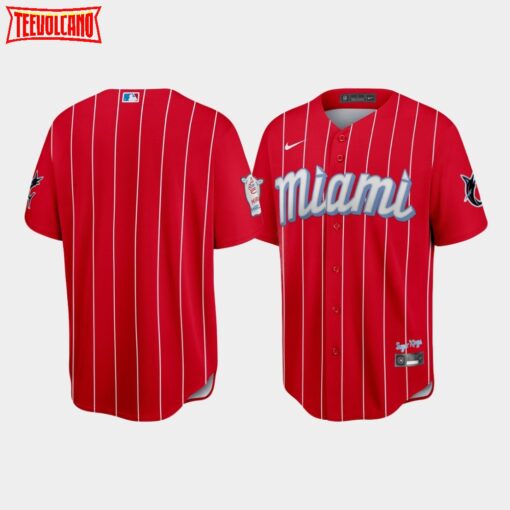 Miami Marlins Team Red 2021 City Connect Replica Jersey