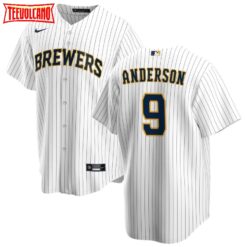 Milwaukee Brewers Brian Anderson White Navy Alternate Replica Jersey