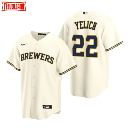 Milwaukee Brewers Christian Yelich Cream Replica Home Jersey