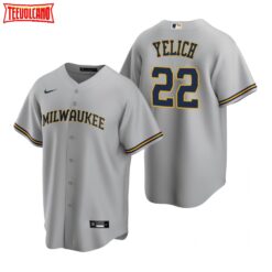 Milwaukee Brewers Christian Yelich Gray Replica Road Jersey