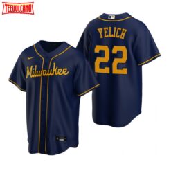 Milwaukee Brewers Christian Yelich Navy Replica Alternate Jersey