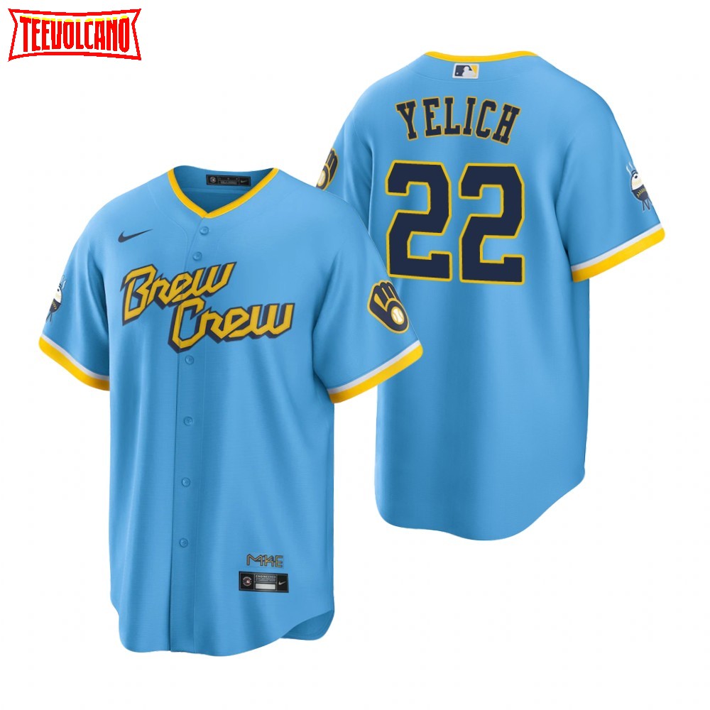 Milwaukee Brewers Christian Yelich Powder Blue 2022 City Connect Replica Jersey