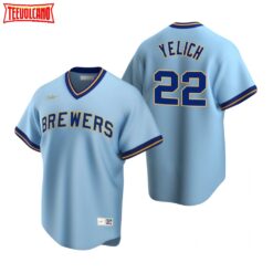 Milwaukee Brewers Christian Yelich Powder Blue Road Cooperstown Jersey