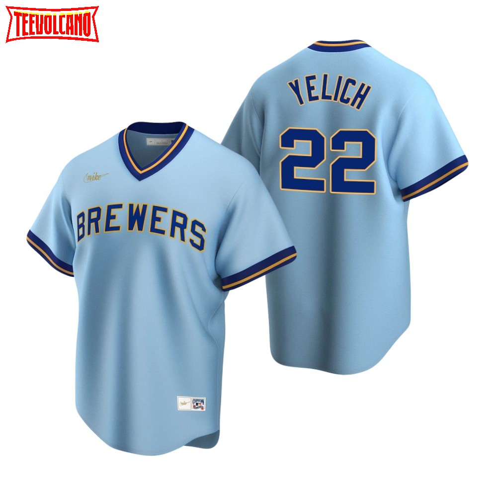 Milwaukee Brewers Christian Yelich Powder Blue Road Cooperstown Jersey