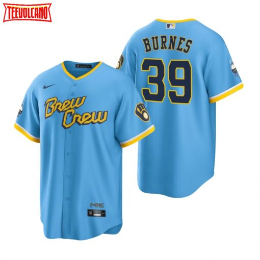 Milwaukee Brewers Corbin Burnes Powder Blue 2022 City Connect Replica Jersey