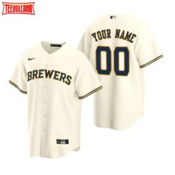 Milwaukee Brewers Custom Cream Home Replica Jersey