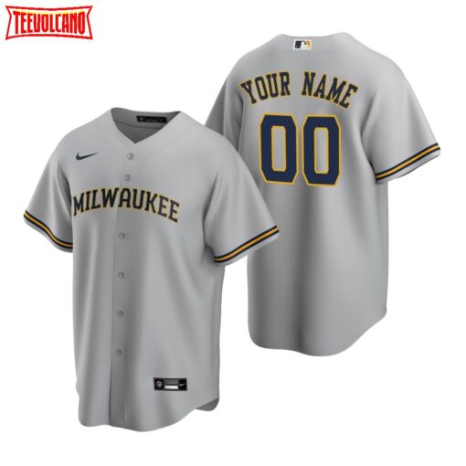 Milwaukee Brewers Custom Gray Road Replica Jersey